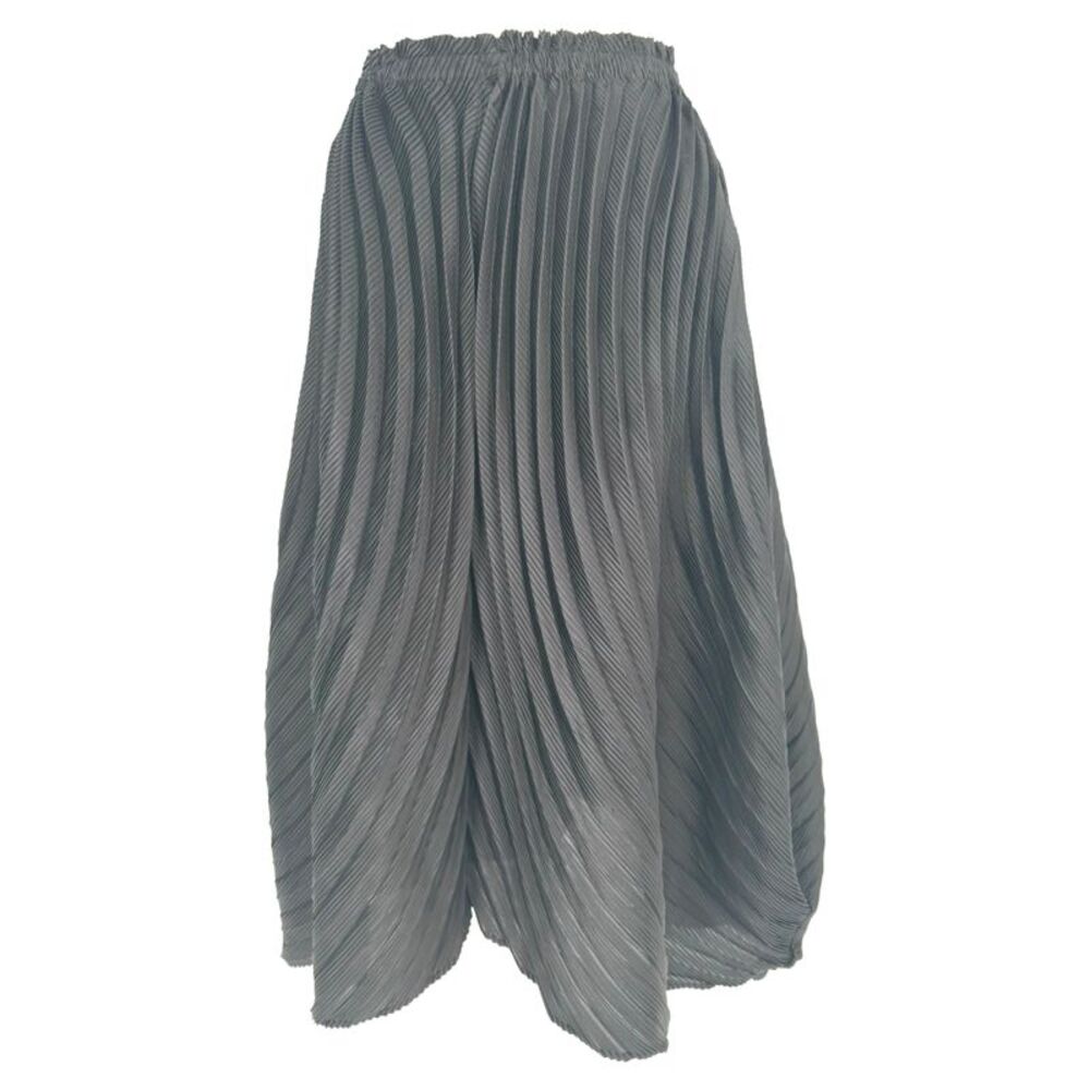 Issey Miyake Pleated Midi Skirt in Black Polyester